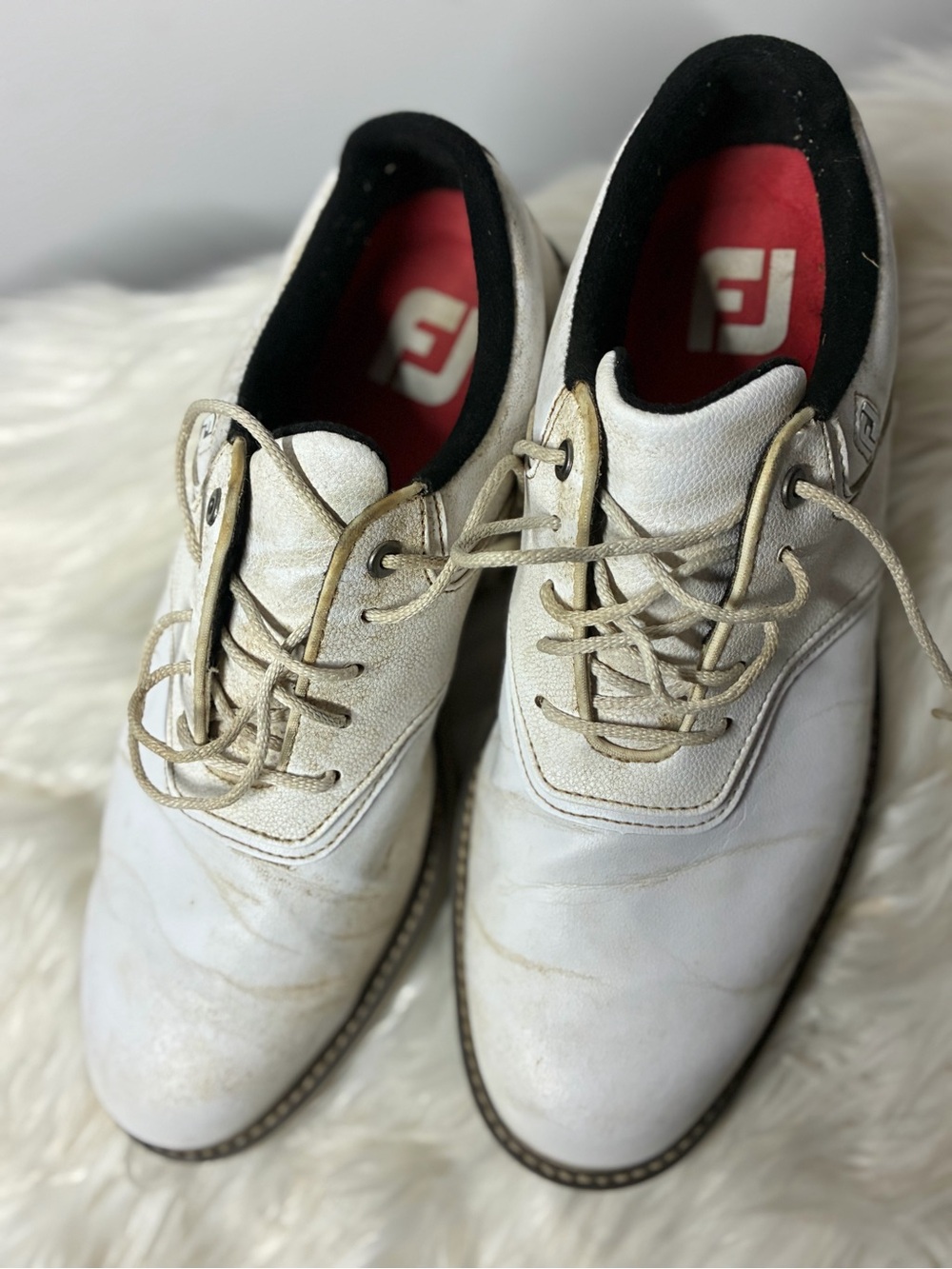 FootJoy Men’s White Golf Shoes with Red Insoles